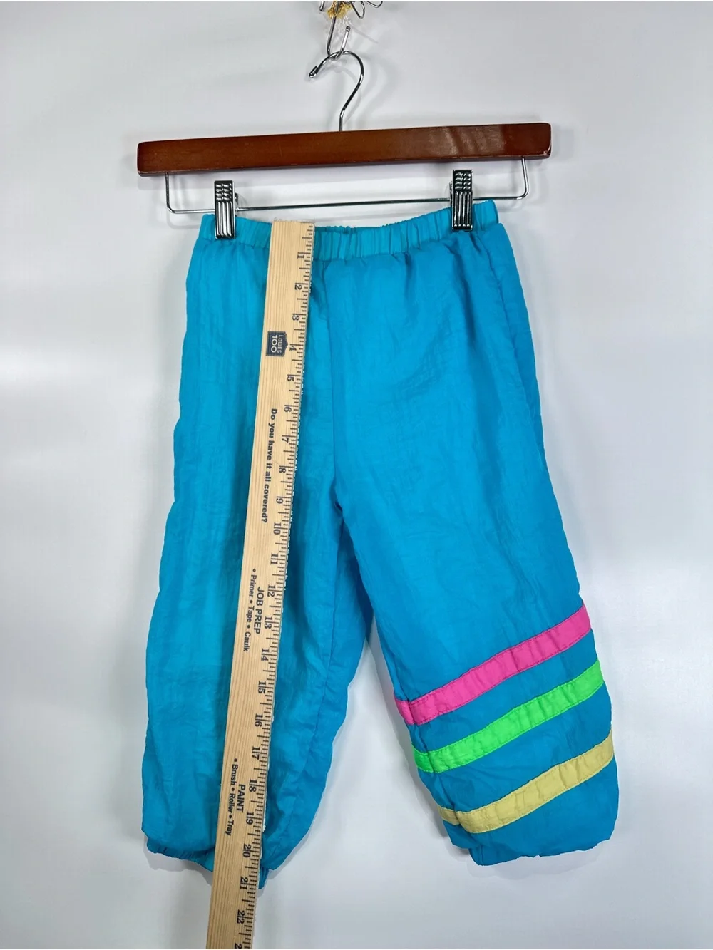 Vintage 80s 90s Windbreaker Track Pants Neon Stripe Nylon Blue 4T
